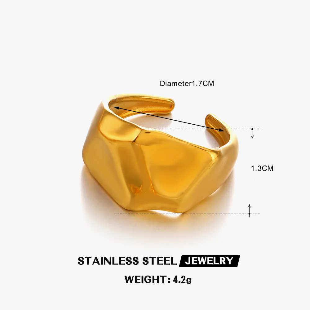 Vintage Wide Face Open Ring Stainless Steel Hammer Patterned Jewelry For Men And Women Engagement Rings And Wedding Band Set