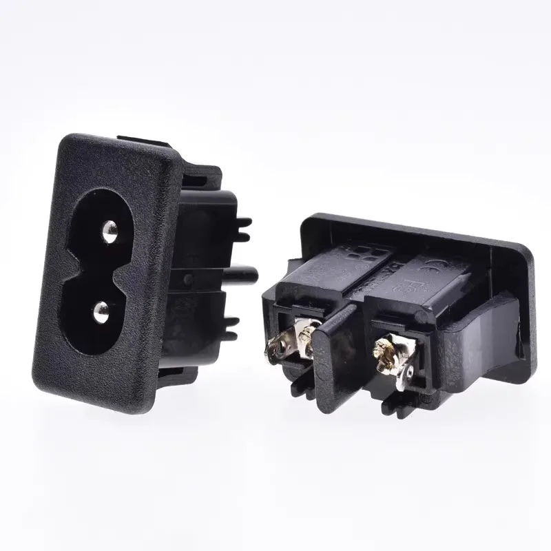 

10Pcs AC 250V 2.5A Socket Connector IEC320 C8 Black 2 Terminal Power Plug Inlet Socket AC 250V 2.5A