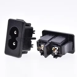 10Pcs AC 250V 2.5A Socket Connector IEC320 C8 Black 2 Terminal Power Plug Inlet Socket AC 250V 2.5A