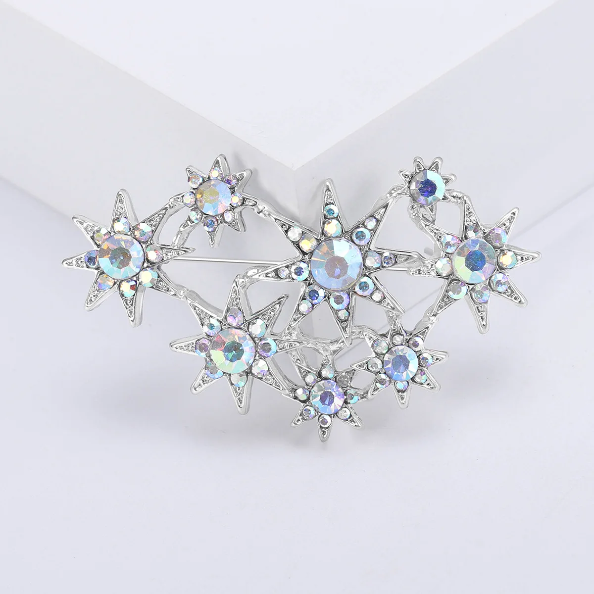 Star Vintage Brooches Pins For Women Bling Rhinestone Jewelry Party Wedding Clothing Coat Friend Daily Gift