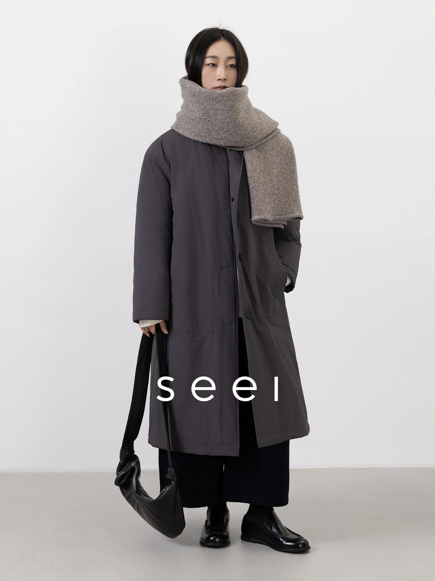 

Пальто женское утепленное из 100% шерсти, прямого кроя, с воротником-стойкой, в стиле Seei Commute, для зимы