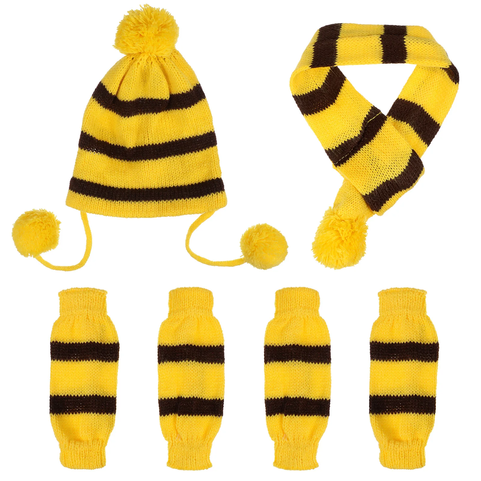 

Dog Scarf Hat Set Knitted Winter Clothing Pet Christmas Outfit Puppy Coat Sweater Dog Warm Costume Festival Strpe Clothes
