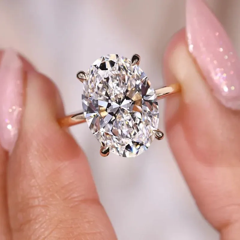 5 Ct Oval Lab Grown Diamond Ring Solitaire Engagement Ring Classic IGI Certified CVD & HPHT Diamond Wedding Ring 14K 10K Gold