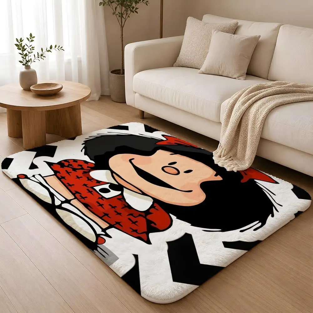 Cartoon M-Mafalda Floor Mat Flannel Rug Non Slip Absorbent Soft Washable For Entryway Hallway Bathroom Kitchen Decor