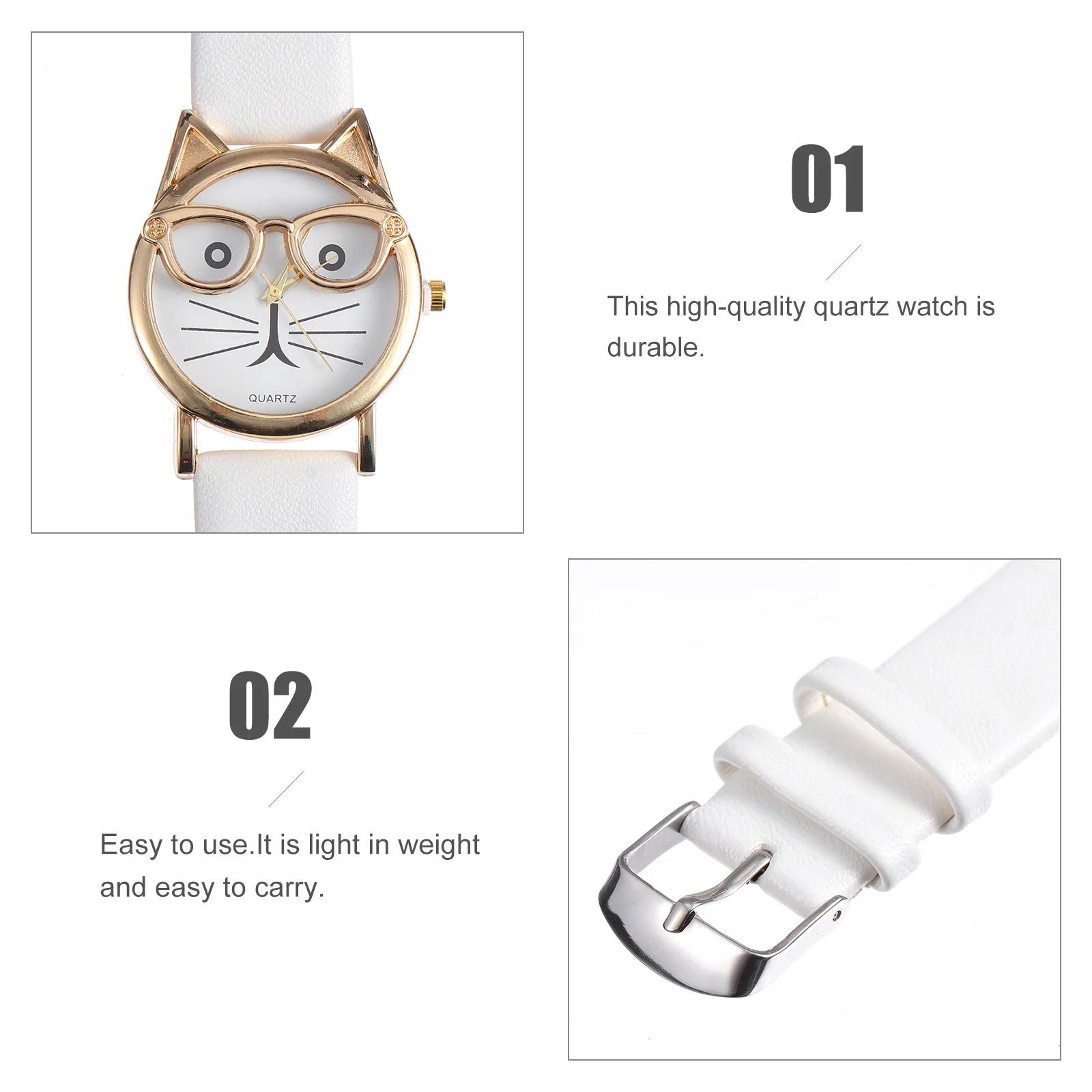 

1Pcs Quartz Pattern PU Strap Casual Sports Wristwatch Fashion Accessory Cat Pattern Watch Casual Wristwatch