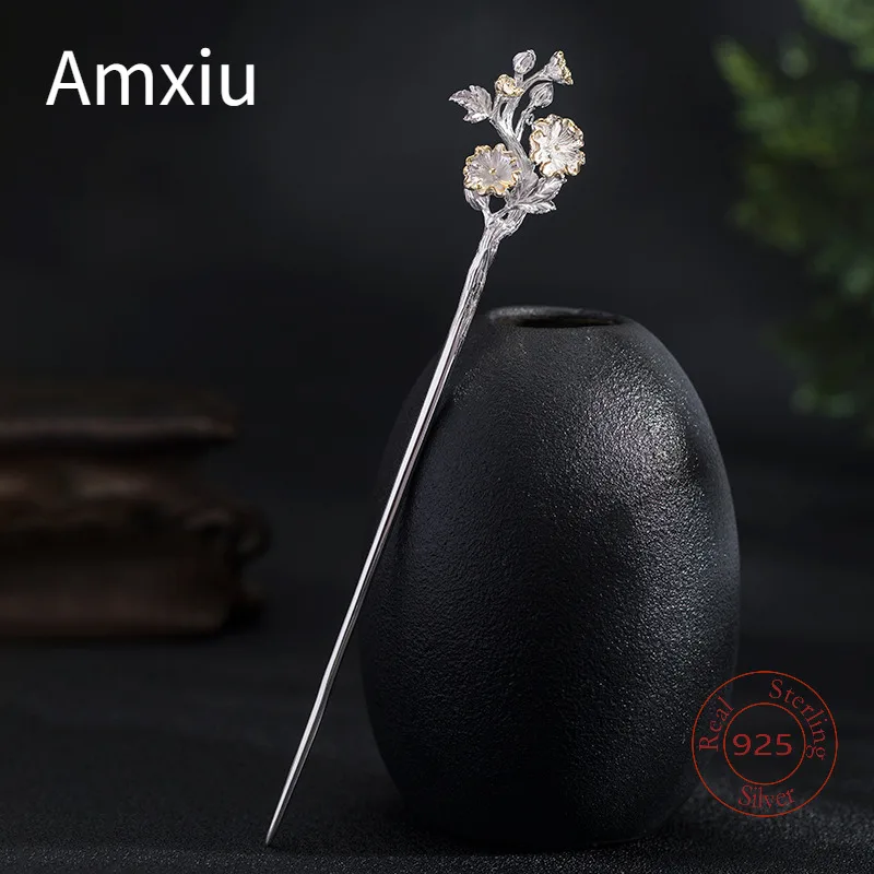 Amxiu Sterling Silver 24 Solar Terms Summer Solstice Ancient Style  Twelve Flower God Hanfu  Hairpin Head Accessories