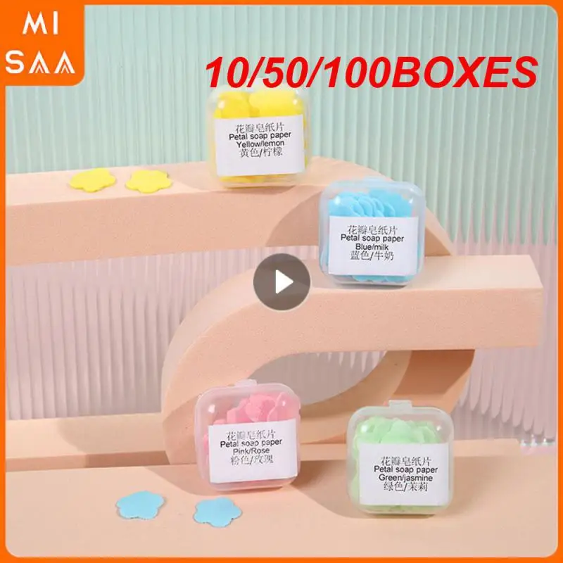 10/50/100BOXES Disposable Soap Flakes Clean Hands And Leave Fragrance Easy To Use Portable 100 Pieces/box Bathroom Supplies