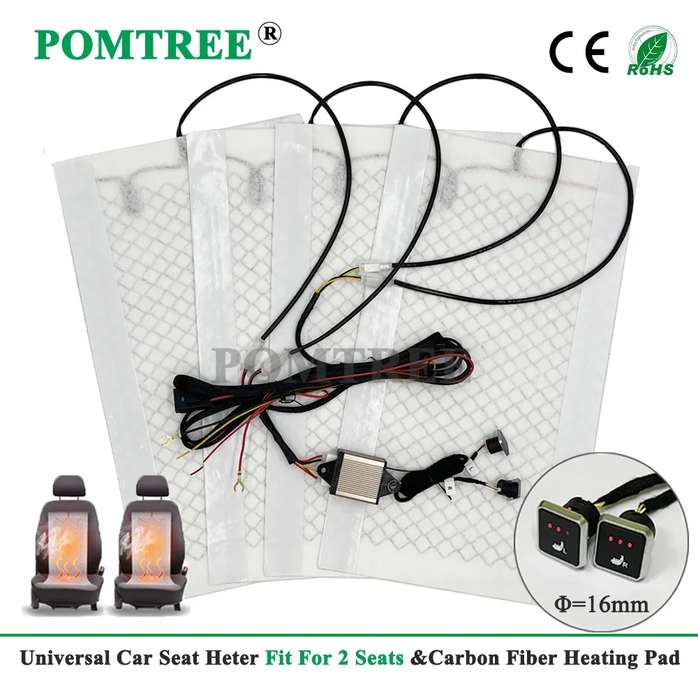 

Build-in Car Heater 12V 25W Carbon Fiber Heating Pads 3-Level Dual Control Switches with Harness Auto Accessories