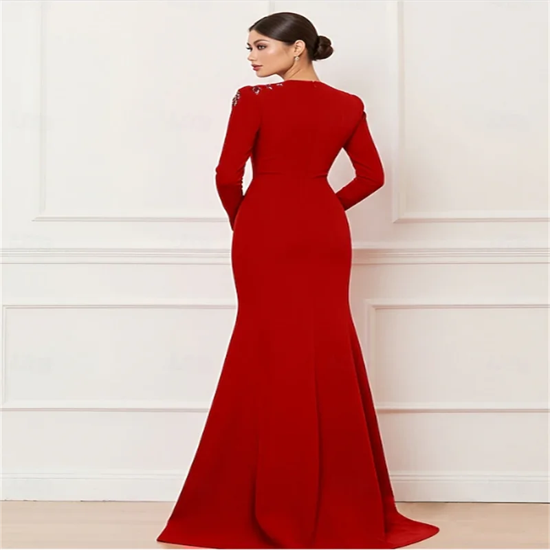 Sirène/trompette balayage/brosse Train robes de bal robe de soirée robe de bal robe formelle élégante célébrité Style à manches longues V Nec