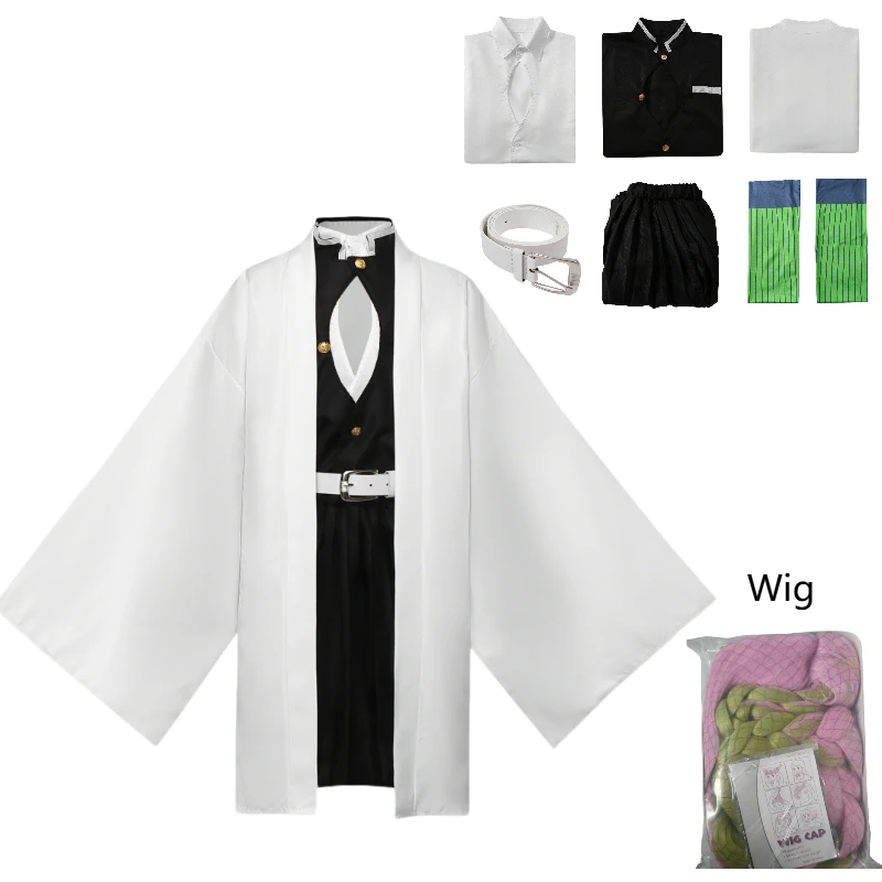 

Kanroji Mitsuri Cosplay Costume Japanese Anime Kisatsutai Uniform Comic-con Pink Green Braid Wig Woman Man Party Dress Up Outfit