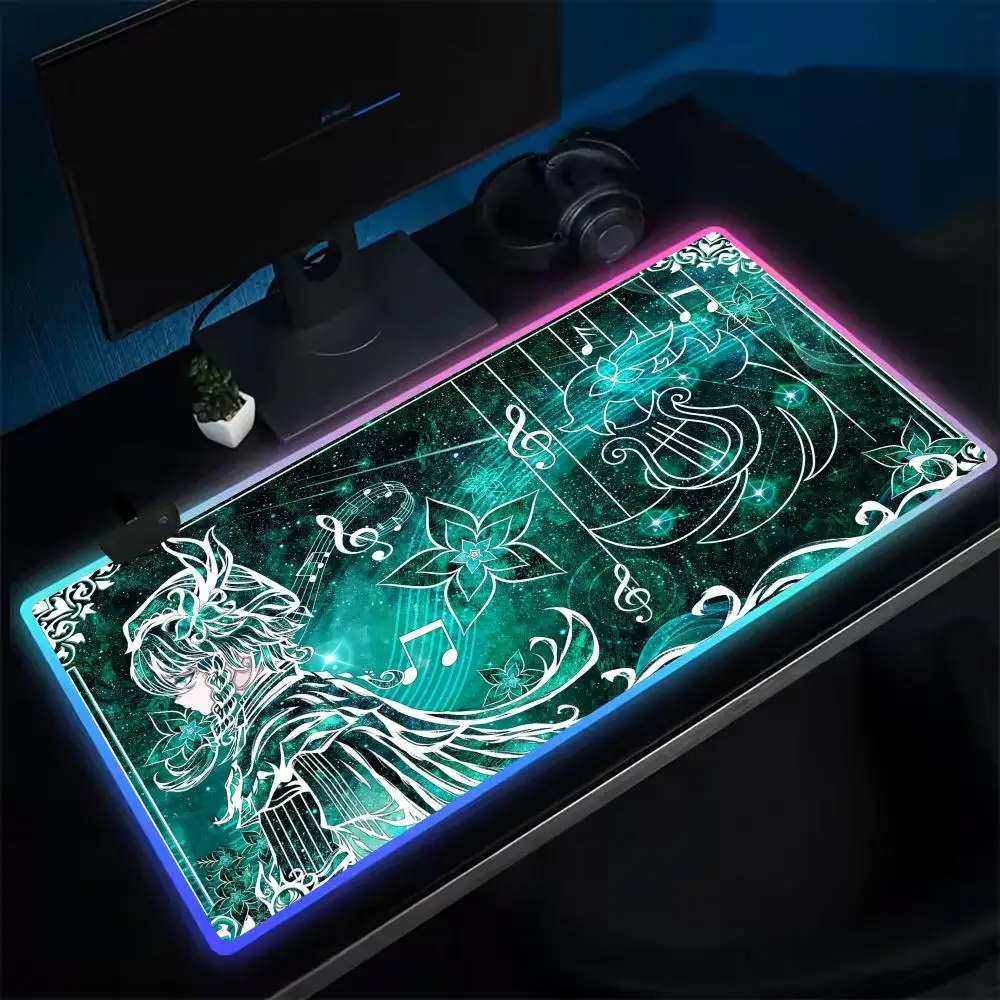 Genshin Impact Imagery Mouse Pad Anime Gaming Mouse Pad LED Table Pads Backlit Rubber Desktop XXL RGB Desk Mats