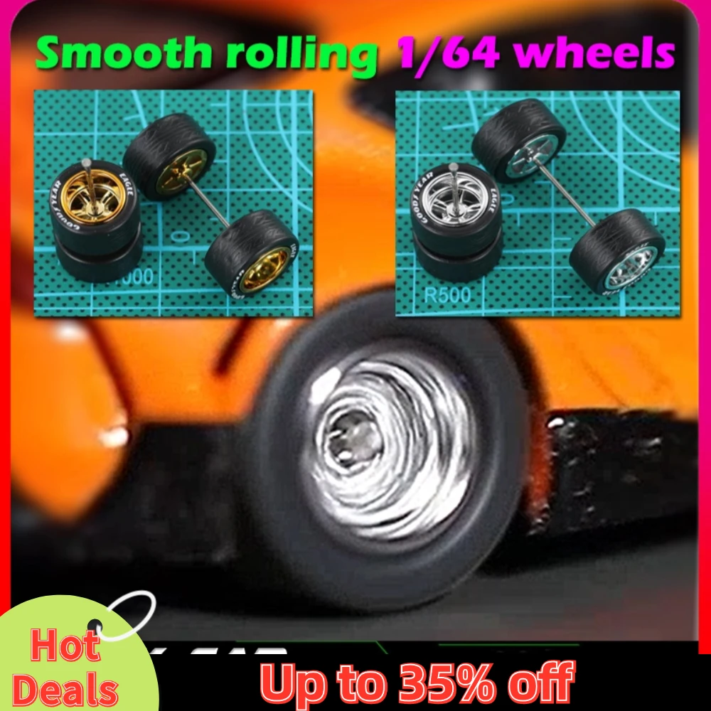 عجلات سيارة مطلية بالكهرباء من Kicarmod مع إطارات مطاطية قابلة للفصل ، أجزاء مجددة لعبة العجلات الساخنة ، طراز ممتاز ، مجموعة واحدة ، 1:64
