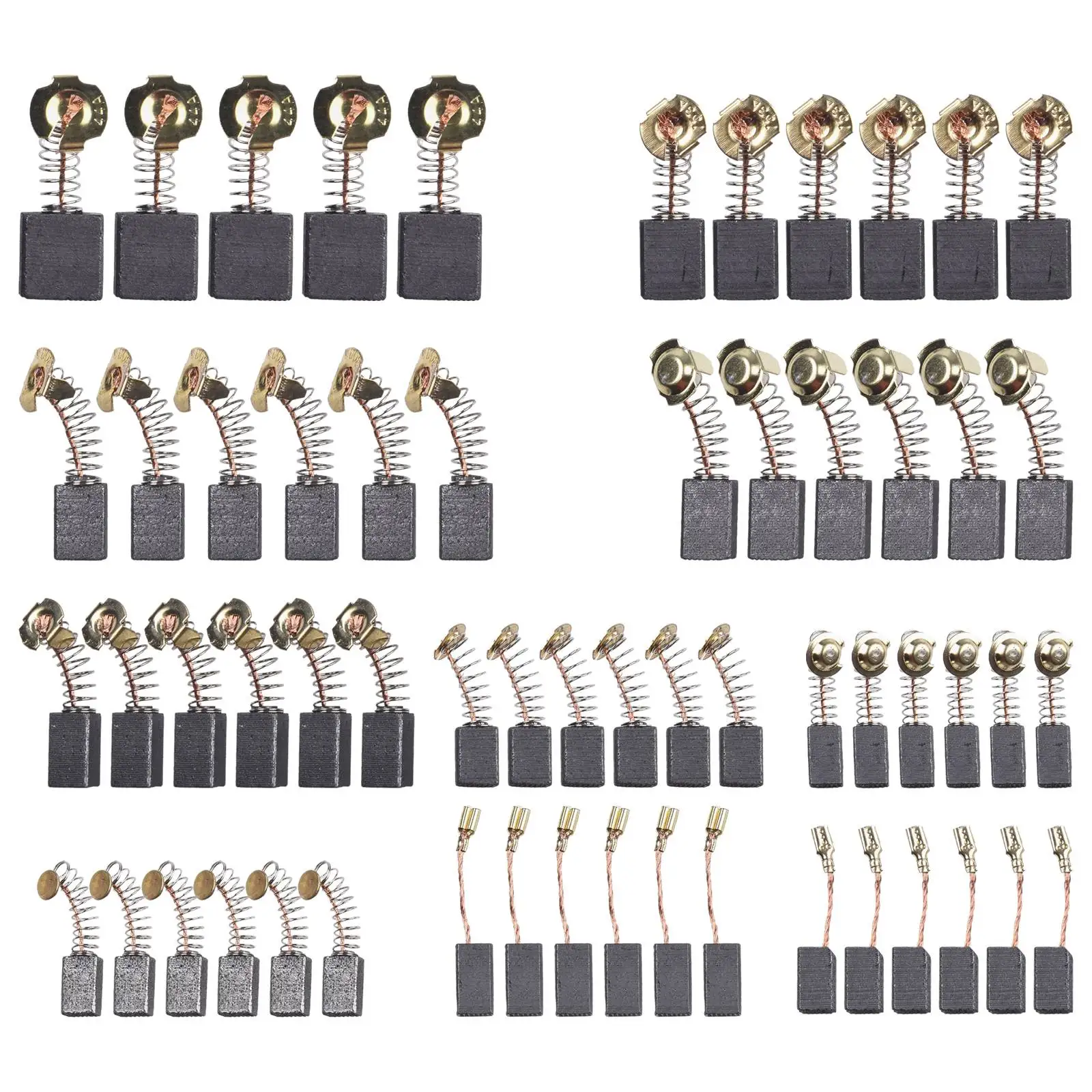 60pcs Set10 Sizes Power Tool Motor Carbon Brush Replacements For Power Tool Hammer Drill Circular Saw Replacement Carbon Brushe