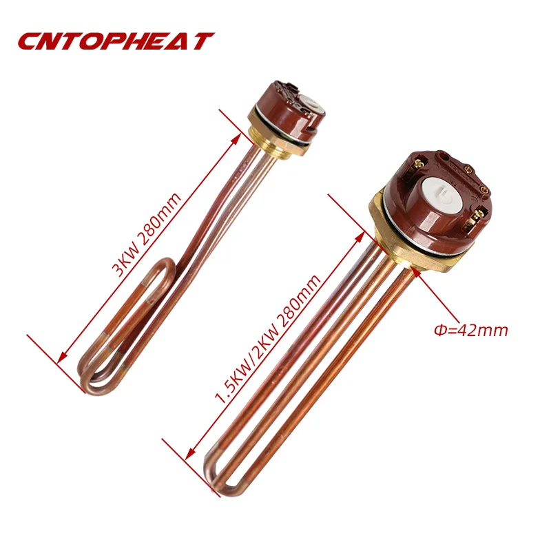 DN32 42mm Thread 220V Temperature Regulator Immersion Water Heater Heating Element With Thermostat 1.5KW/2KW/3KW