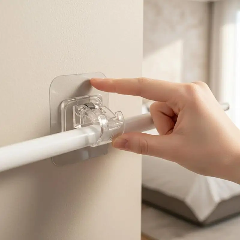 10pcs Curtain Rod Hook Set Punching Free Easy to Mount Strong Load Bearing C Design for Home and Office Window Curtains