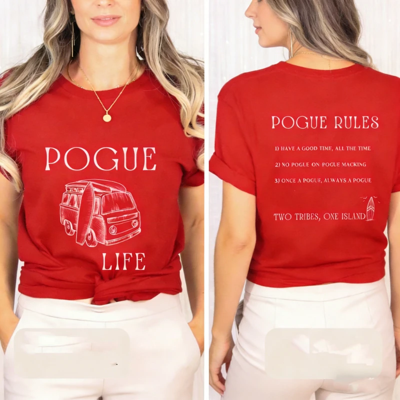 Pogue Fan Life Shirt Outer Banks Gift for Fans Rules Unisex Tee Commuter All-match Printed T-shirt Tops Casual Short-sleev