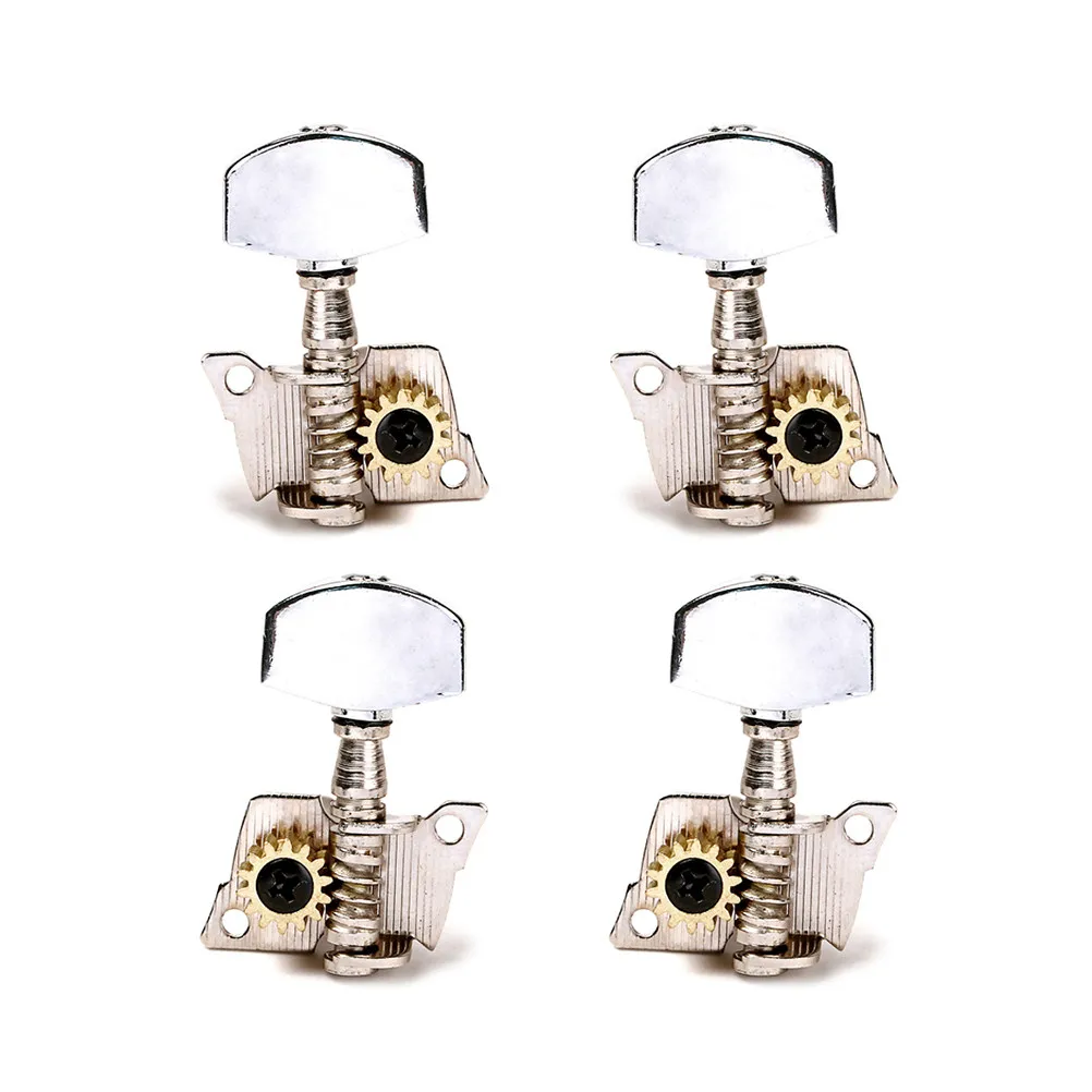 4Pcs Ukulele Tuning Machine Heads Sealed Metal 2 Left 2 Right Nickel Pegs Nuts Screws Replacement Parts Acoustic Ukulele Tuners