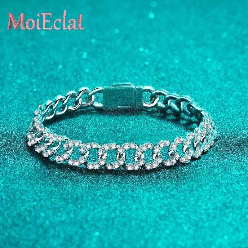 Sparkling 4.2ct-5.48ct Full of Moissanite Hip Hop Bangle, Platinum PT950 Bracelet Luxury Dainty Female Gift Wedding Fine Jewelry