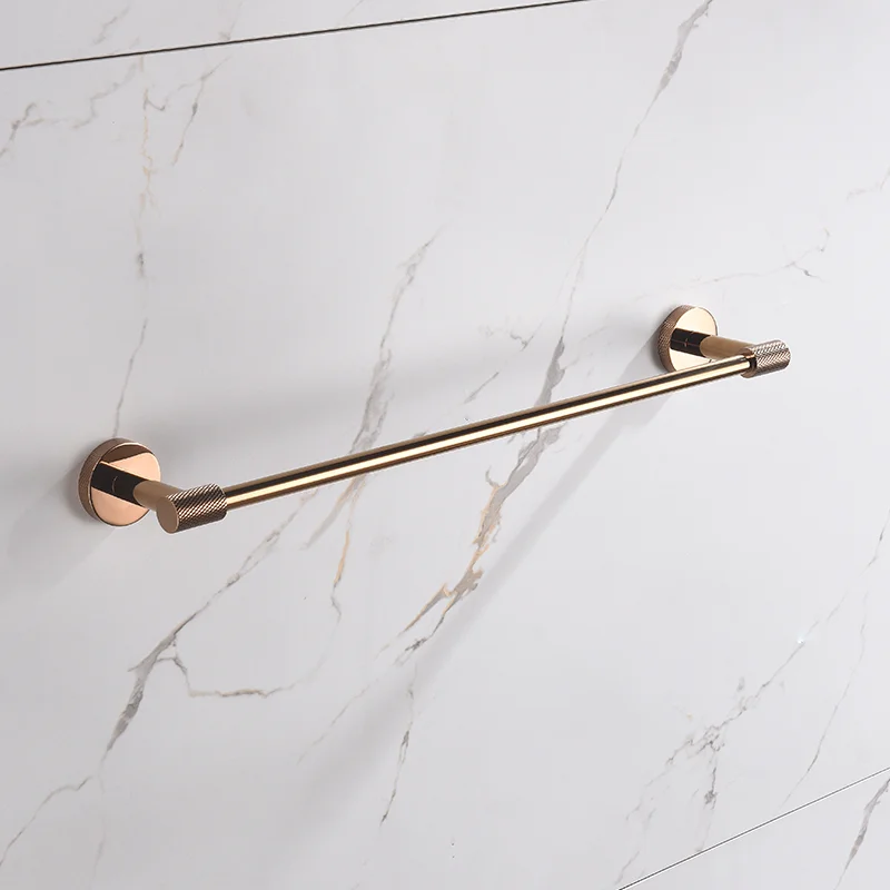 Stainless Steel Glossy Rose Gold Double Towel Bar Wall-Mounted Towel Rack Bathroom Accessories Brushed Gold Black Chrome