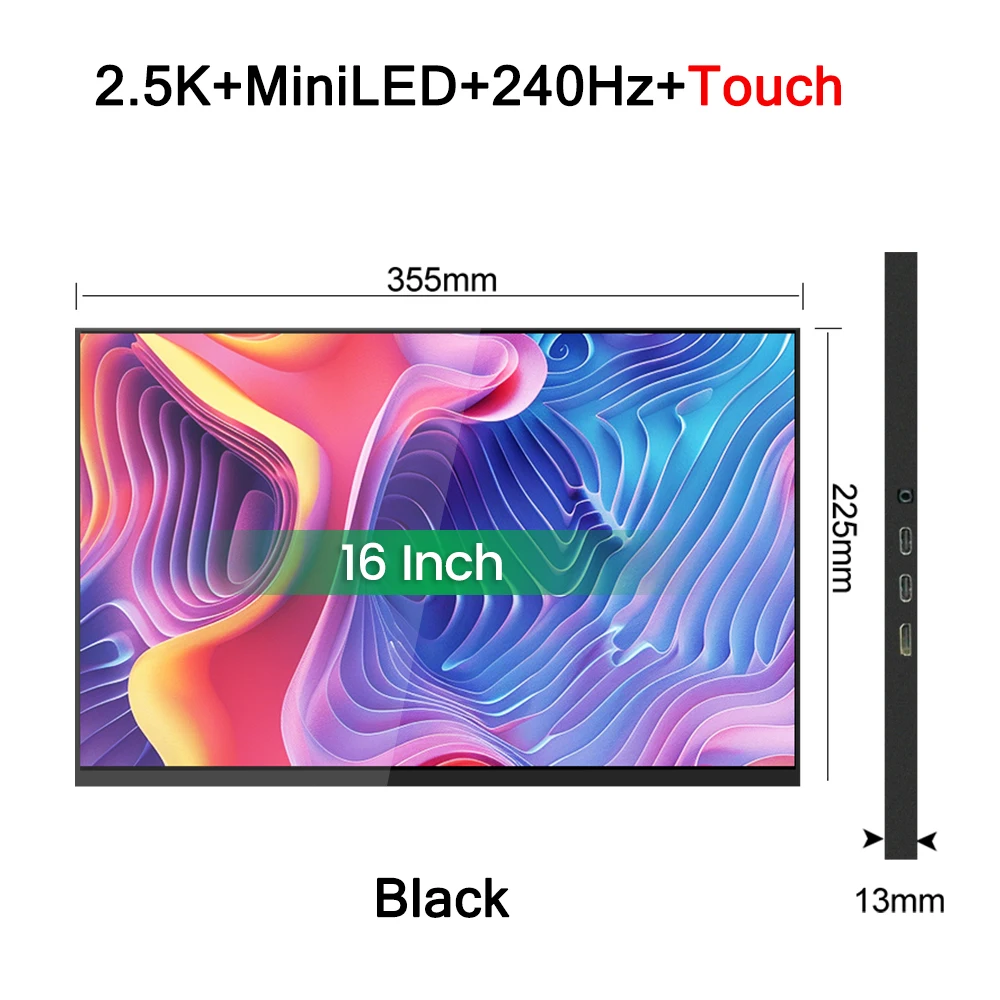 REALZA MiniLED モバイルモニター 16インチ 240hz 16インチ 2.5K 240Hz MiniLED ポータブルモニター 2560x1600P 1200nit