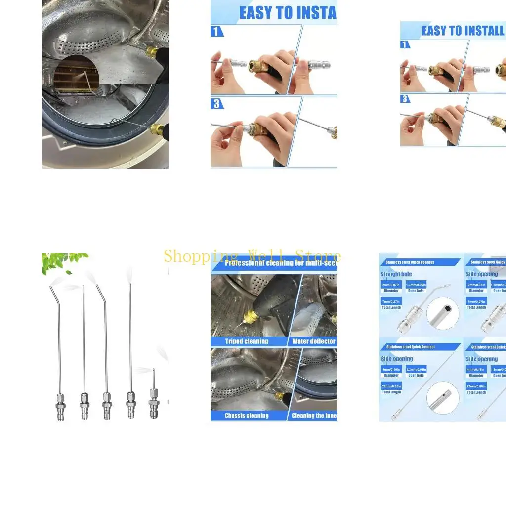 KX4B 6Pieces High Pressure Water Jet Nozzles Set Straight/Bent Tip Cleaning Nozzles