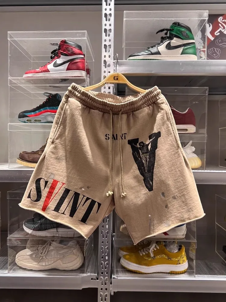 

Мужские летние спортивные шорты American Sle Heavyweight Sports с принтом Ink Splaed, свободного кроя, для пляжа, повседневные, длиной до колена