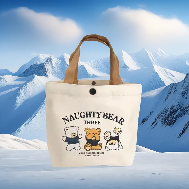 

Eco Shopping Handbag,Tous Totes Funny Bags for Female Hand-held Canvas Versatile High End Cute Cartoon Pattern Lunch Box Bag New