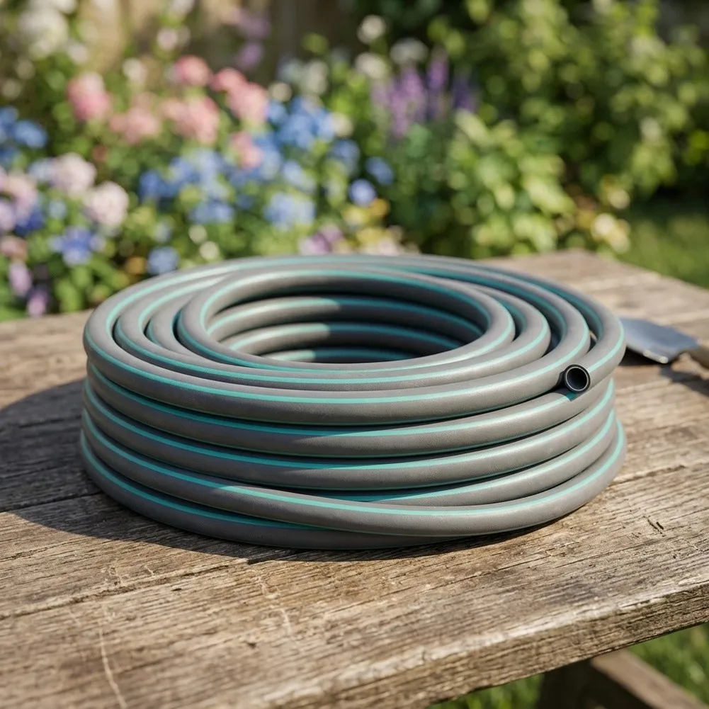 Green 5 Meter Hose for Garden Watering Yard Maintenance Vehicle Cleaning and Outdoor Use with Soft Flexible Antifreeze Body