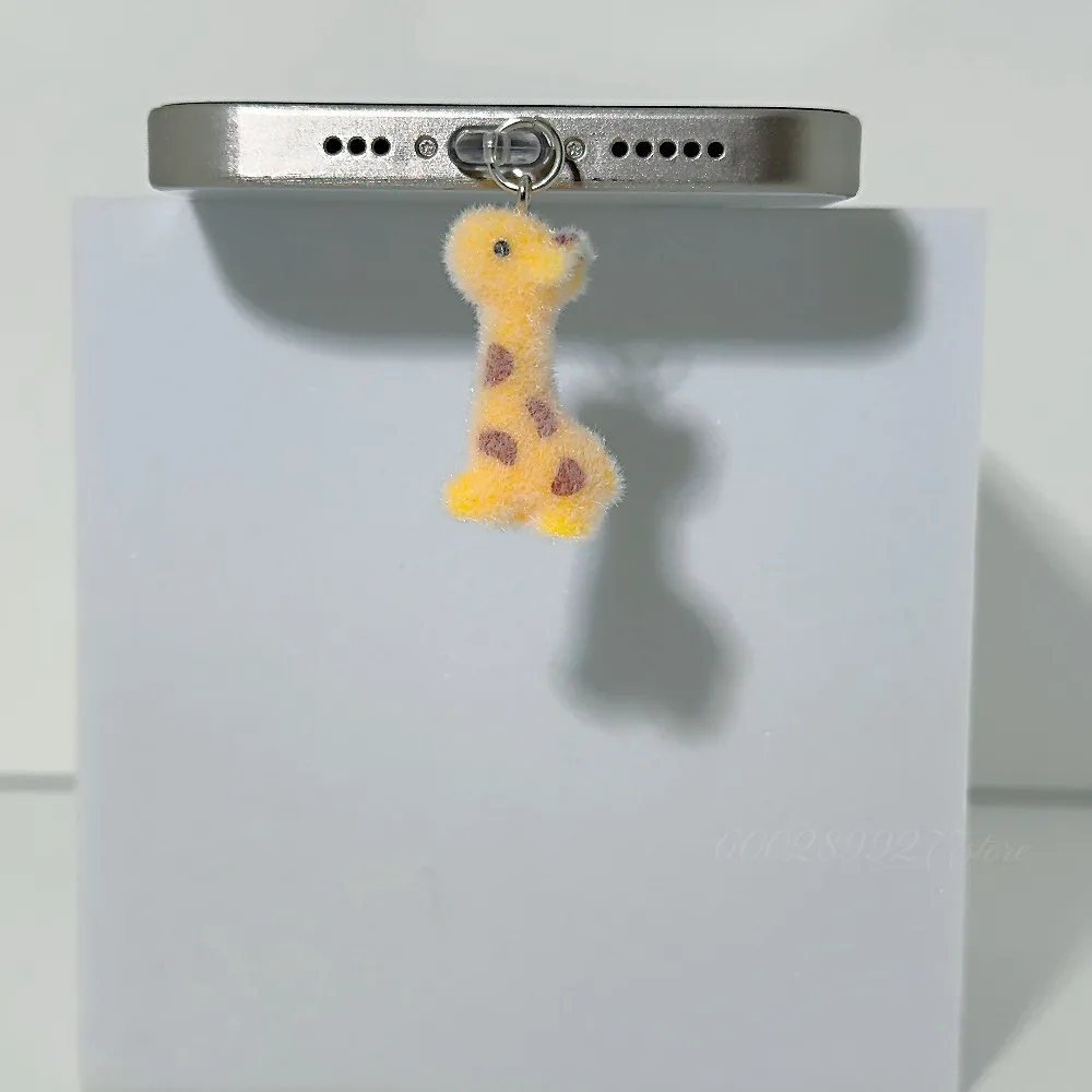 نوع C أفخم الزرافة الغبار التوصيل آيفون شحن ميناء لطيف الكرتون هدية الكريسماس الهاتف سلسلة مفاتيح سحرية حقيبة DIY التبعي #3