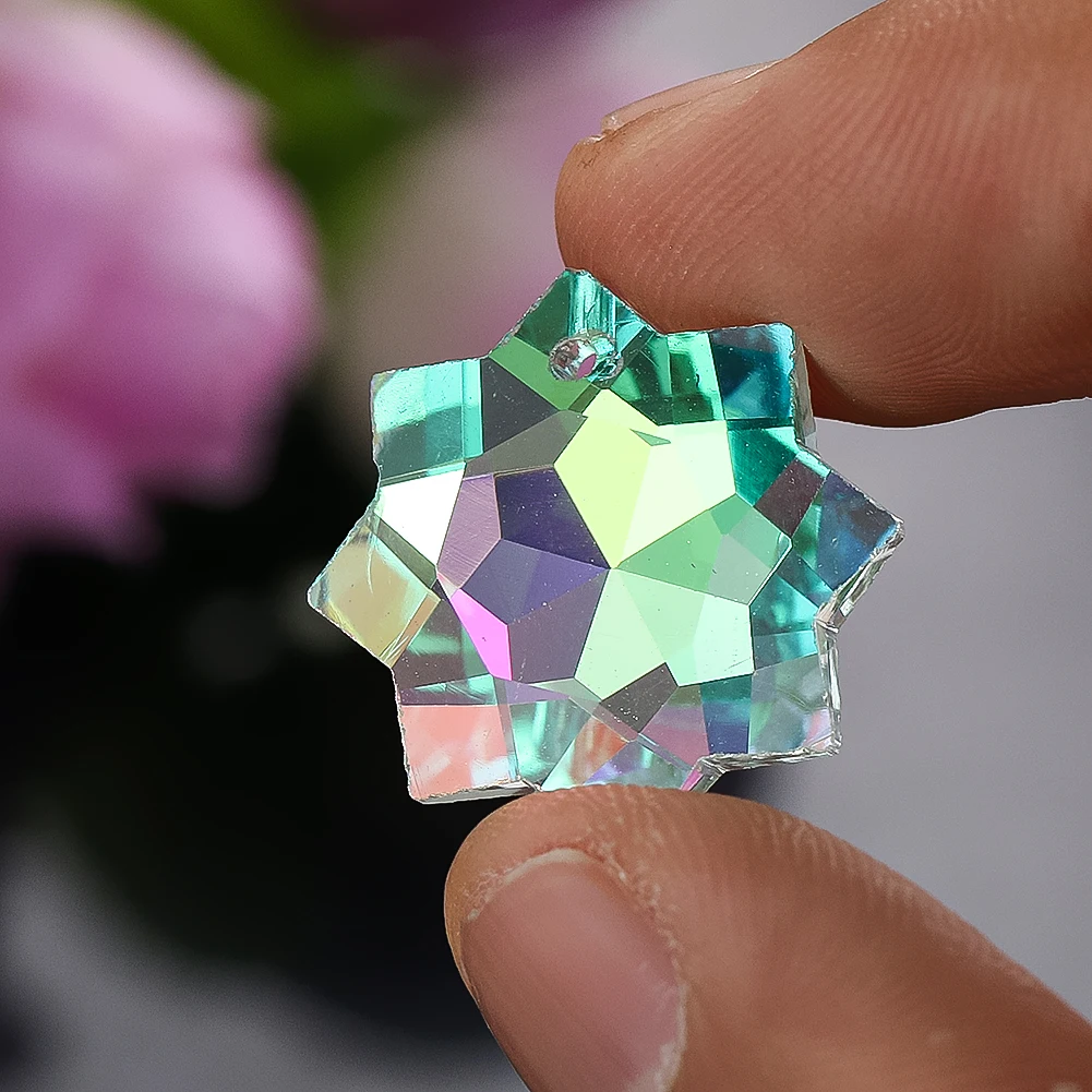 20mm Octagonal Snowflake Shaped Beads Necklace Pendants Home Chandelier Door Curtain Fittings Jewelry Charms Making Supplies