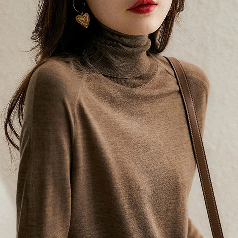 

High Ne Camere Long Sve Base irt Knitwear NE Sweater Korean Sle Loose Fit Winter Faion Women's Clothing