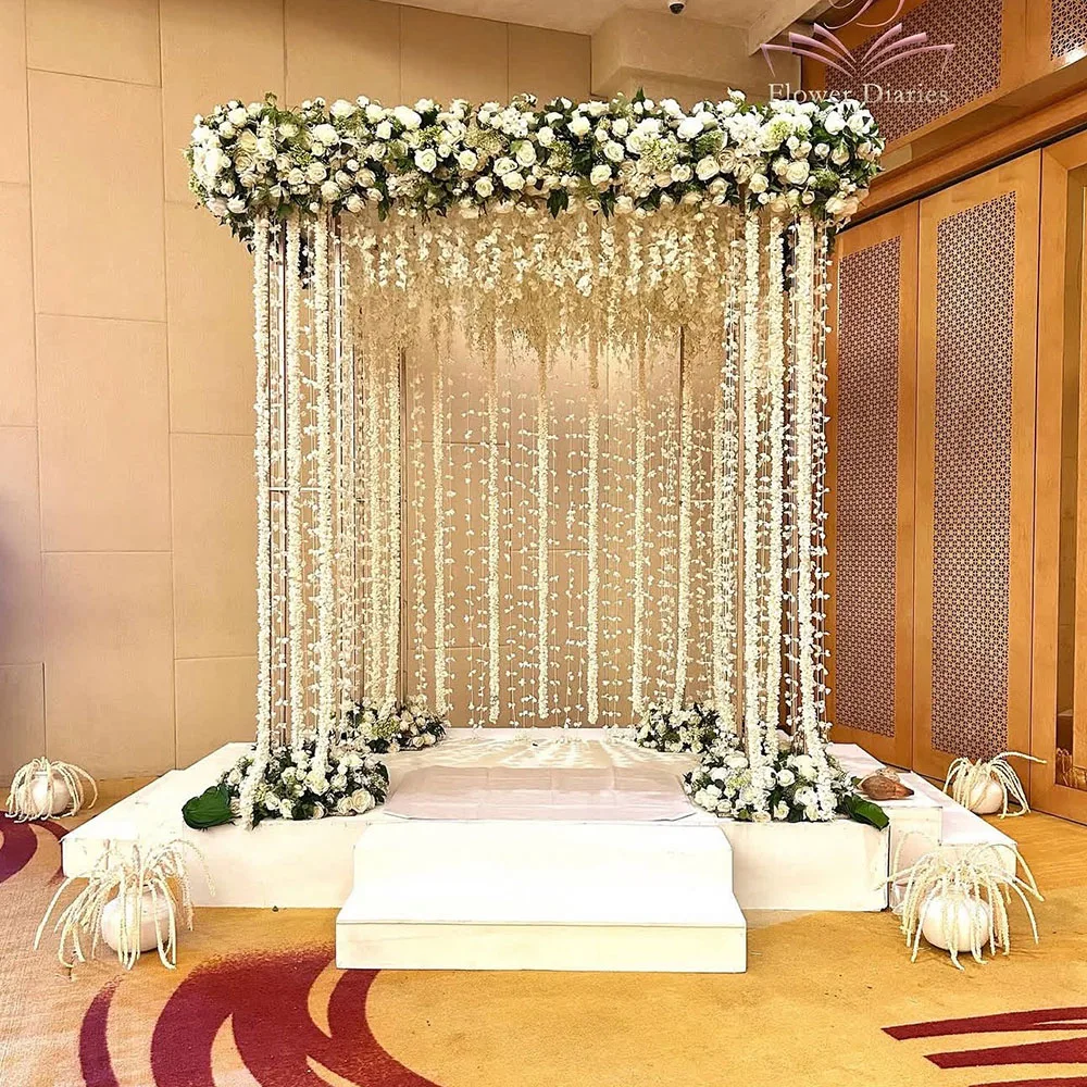 Gold Metal Frame Photo Backdrop Stand for Newlyweds Photo Shoot for Wedding Events Photo Studio Backdrops
