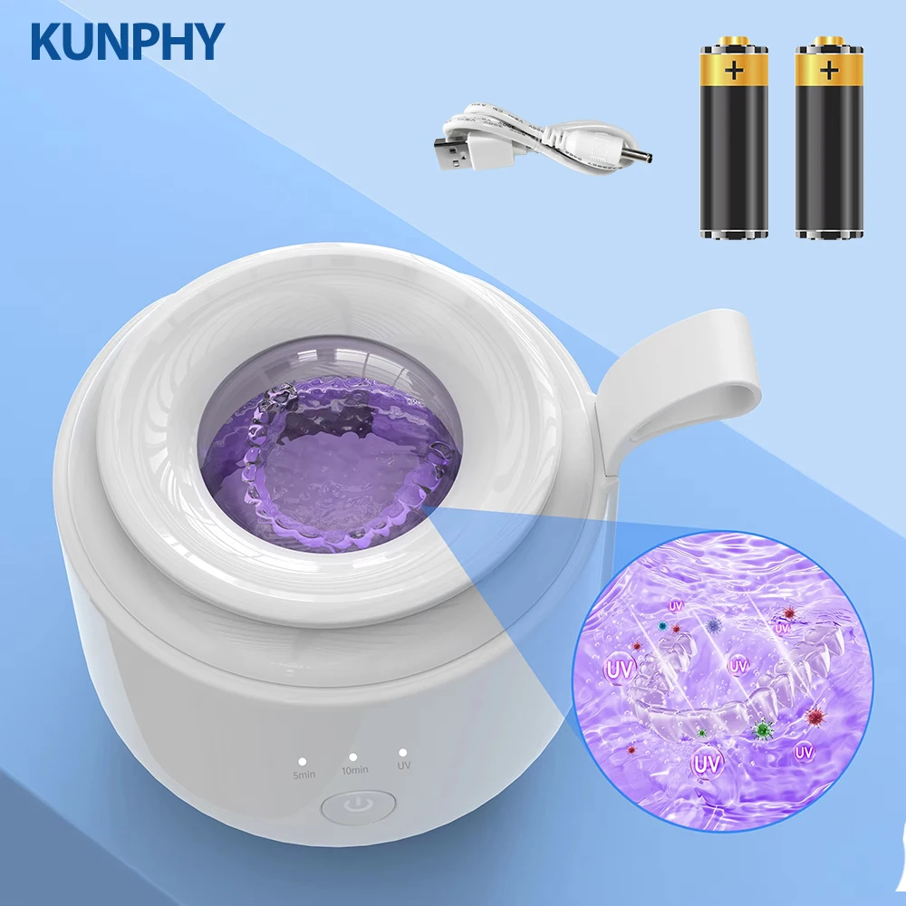 KUNPHY جديد 48 كيلو هرتز الأسنان جراب بالموجات فوق الصوتية التجنيب الأنظف آلة 200 متر أسنان الأنظف 3 طرق مع بطارية الأشعة فوق البنفسجية USB للعناية بالأسنان