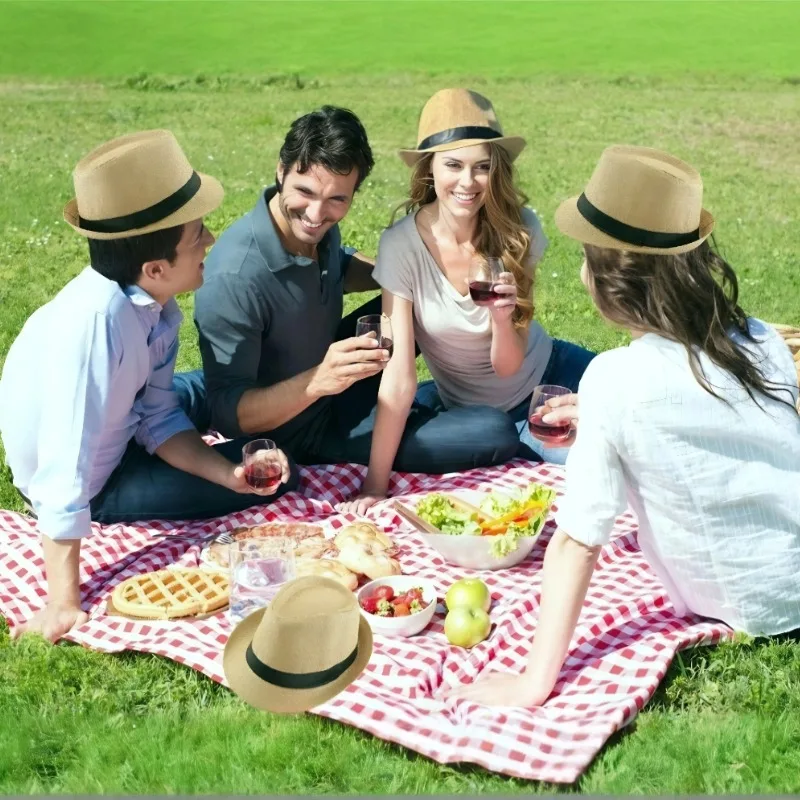 10-50Pcs Straw Fedora Hat Havana Night for Men Women Panama Wedding Party Hat for Guest Trilby Short Brim Cap Birthday Favors view 5