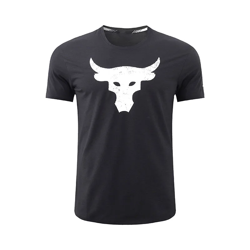 Summer Men's T-Shirt Sports Fitness T-shirt Bullhead Pattern Printed Cotton Short Sleeve Casual Breathable Crew Neck Women Tee