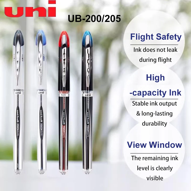 Uniball VISION ELITE Flight Safe Pen Uni Anti-Leak 0.5/0.8 Smooth Write Rollerball Gel Ink Pens for Business Travel Office Study