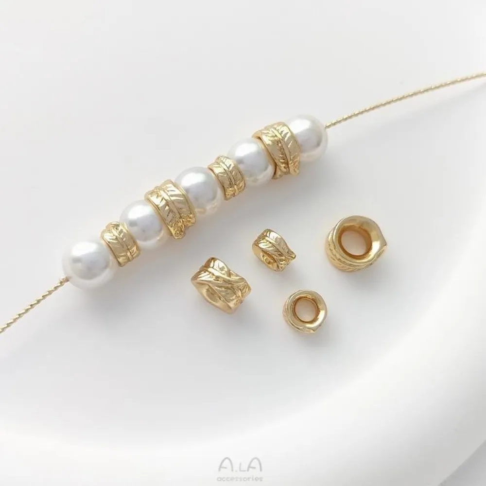 النحاس 14K الذهب اللون ورقة ثقب كبير حبة ريشة حبة فاصل اليدوية سوار ذاتي الصنع قلادة الاكسسوارات والمجوهرات اليدوية