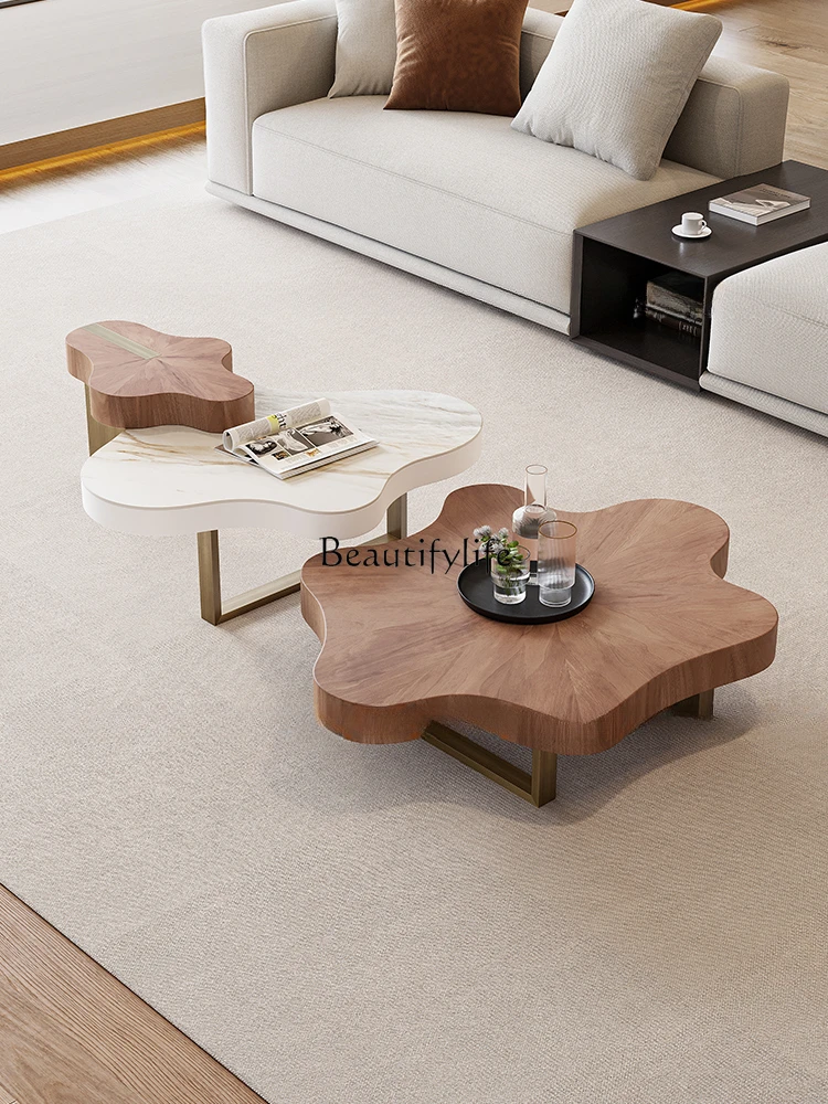 

Cream Fengyunduo Solid Wood Tea Table Irregular Italian Living Room Creative