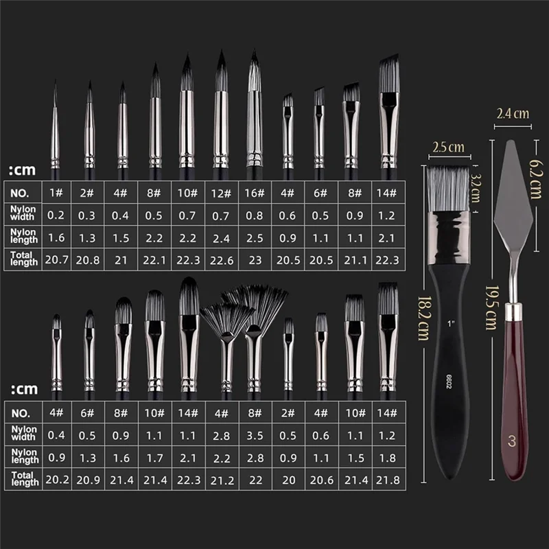 

25Piece Paint Brush Set,Wooden Handled Brushes With Canvas Brush Case, Professional Oil, Acrylic And Watercolor Painting