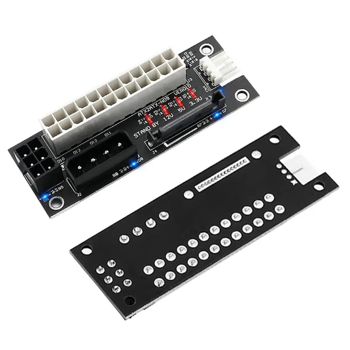 4 in 1 Power Supply Adapter Sync Card Dual PSU Connector Jumper Connector 4Pin//ATX 6Pin/4Pin with Power LED