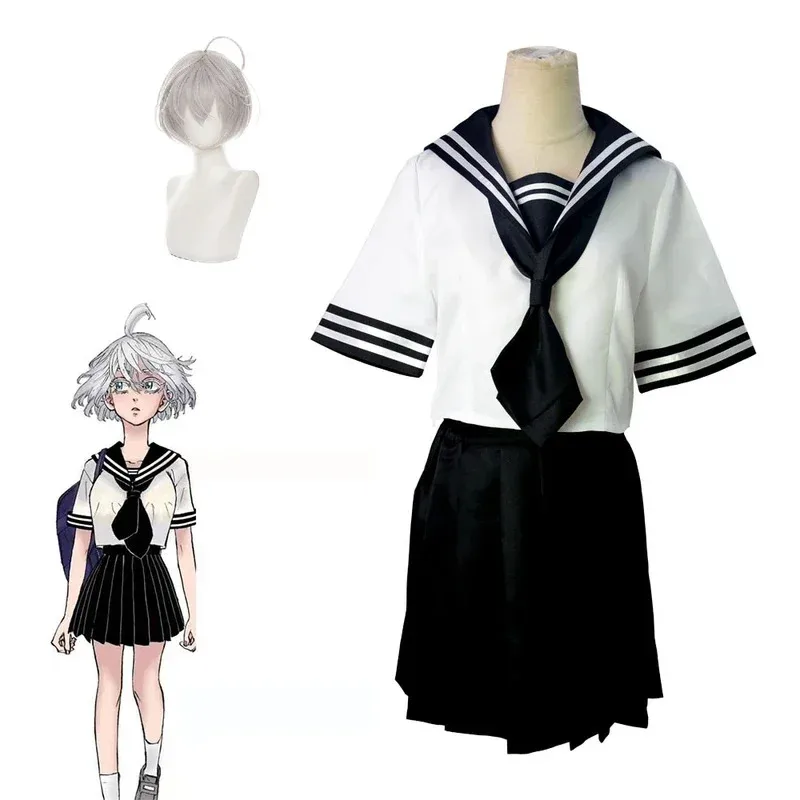 

Anime Tokyo Revengers Senju kawaragi cosplay costume sailor suit black white uniform Halloween role play girls women wig skirt