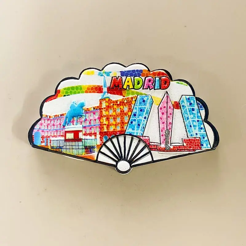 

Madrid, Spain Refrigerator Magnets Creative Decoration Travel Souvenirs Creative Fan 3D Magnetic Stickers Gift