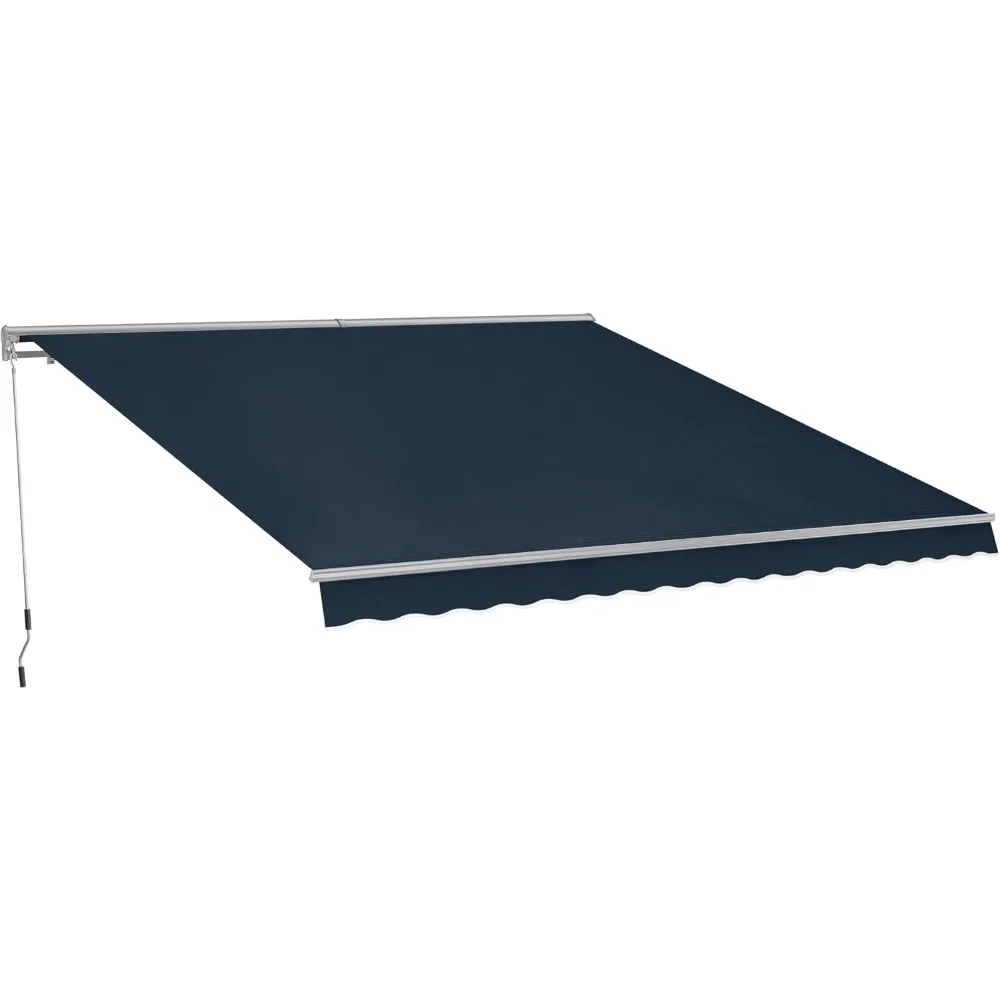 

patio awning 10x8 feet sunshade canopy with half-cassette for manual retractable awnings, 4679 (dark blue)