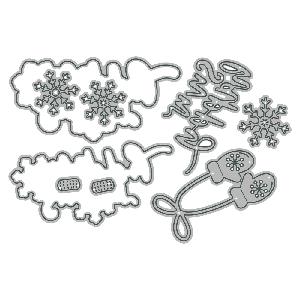 MangoCraft Winter Season Snow Happy Cutting Dies DIY Scrapbooking Supplies Metal Dies Knife Mold For Card Making Albums Decor