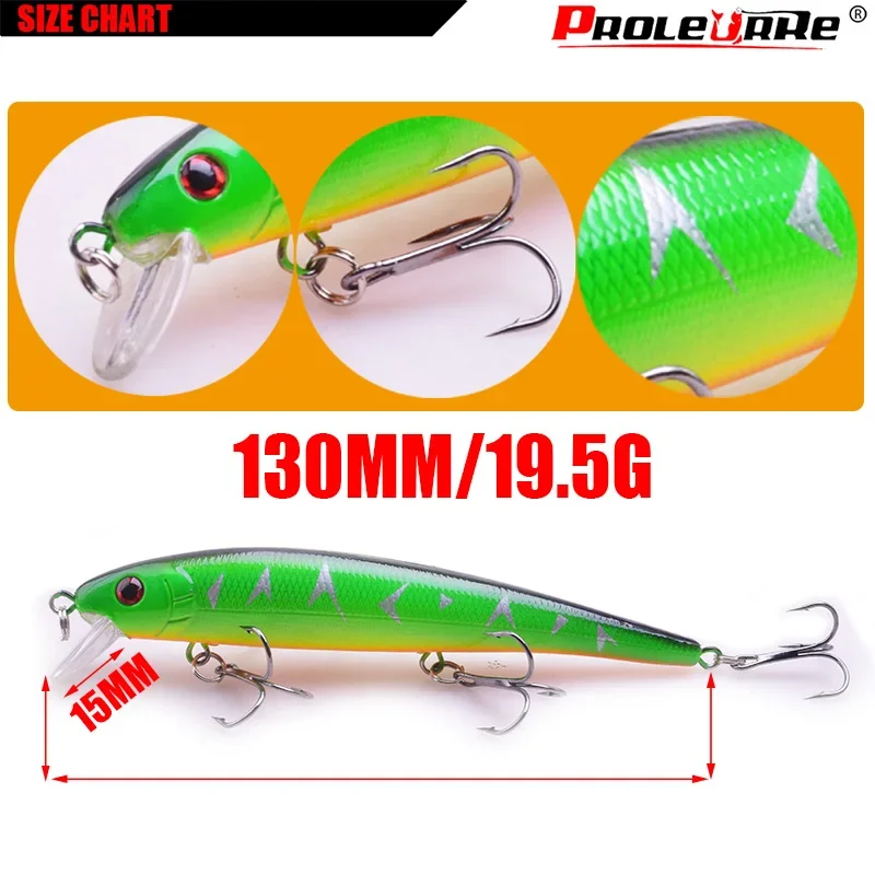 1Pc Minnow Fishing Lure Laser Hard 130mm 19.5g Plastic Bait Big Fake Fish Lures Sinking Wobblers Sea Fishing Bait Crankbait