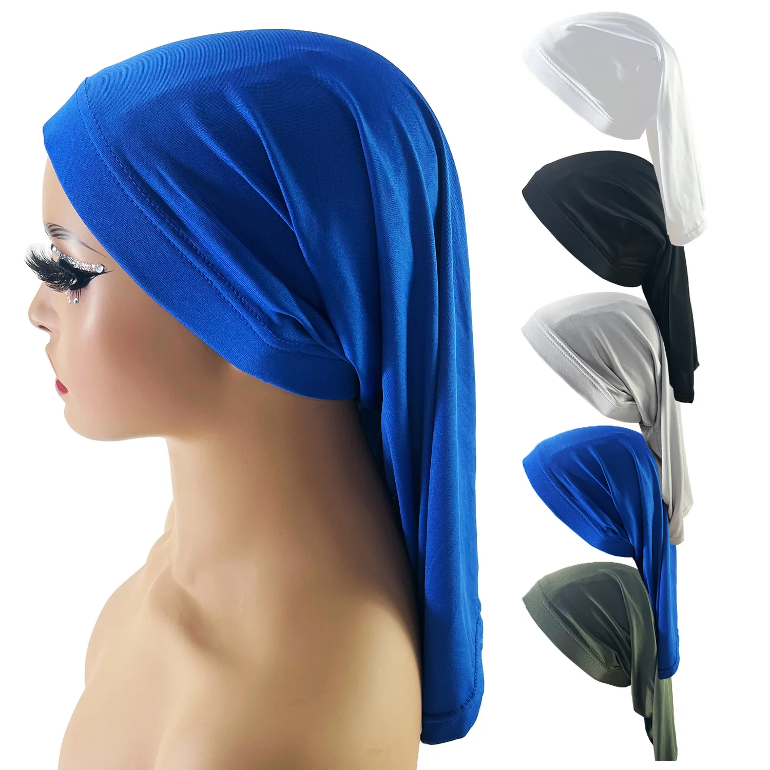 

Solid Color Hair Protection Cap Breathable Milk Silk Long Tube for Braided Hair