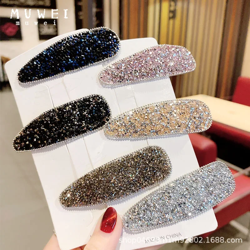 Korean Fashion Rhinestone Pin Drip Square Simple Glitter Hair Clips Bangs Hair Organizer Clips Women Hair Accessories