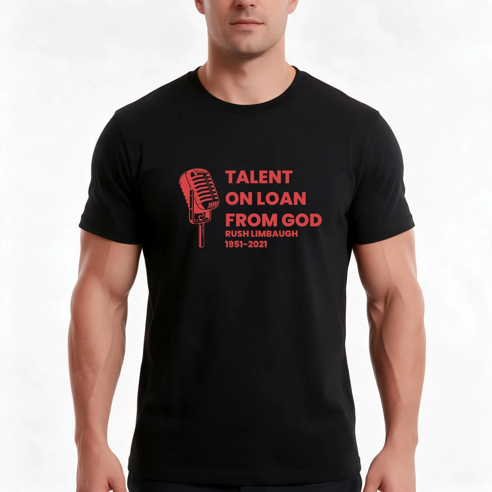 Rush Limbaugh : talent on loan from god T-Shirt, Summer Casual Cotton Tee, Oversized Streetwear Tops, Vintage Graphic Print