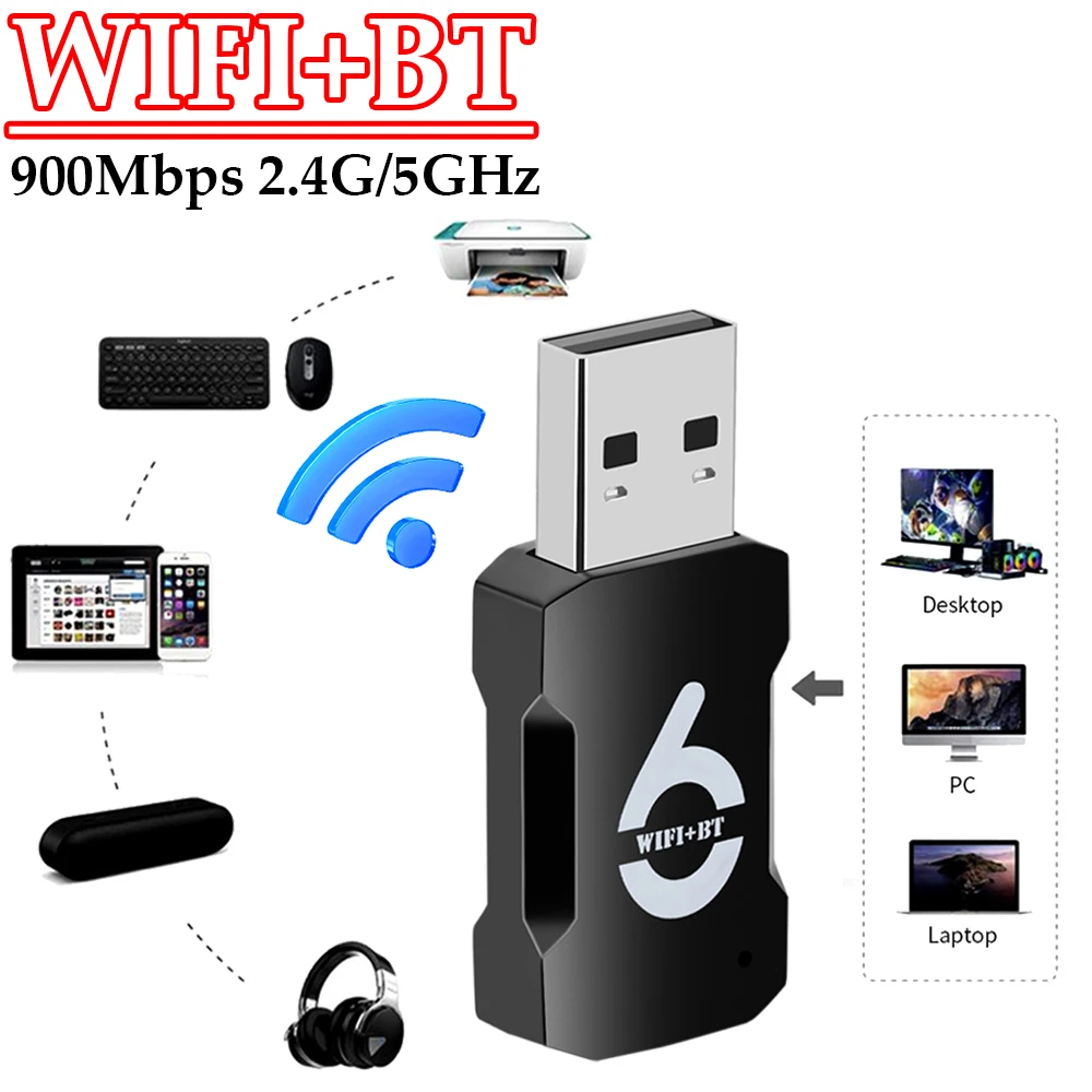 AX915 WiFi6 Smart Network Card Bluetooth-Compatible 5.3 Wifi Receiver Dual-Band USB WiFi Dongle 900Mbps for Laptop Windows 10 11