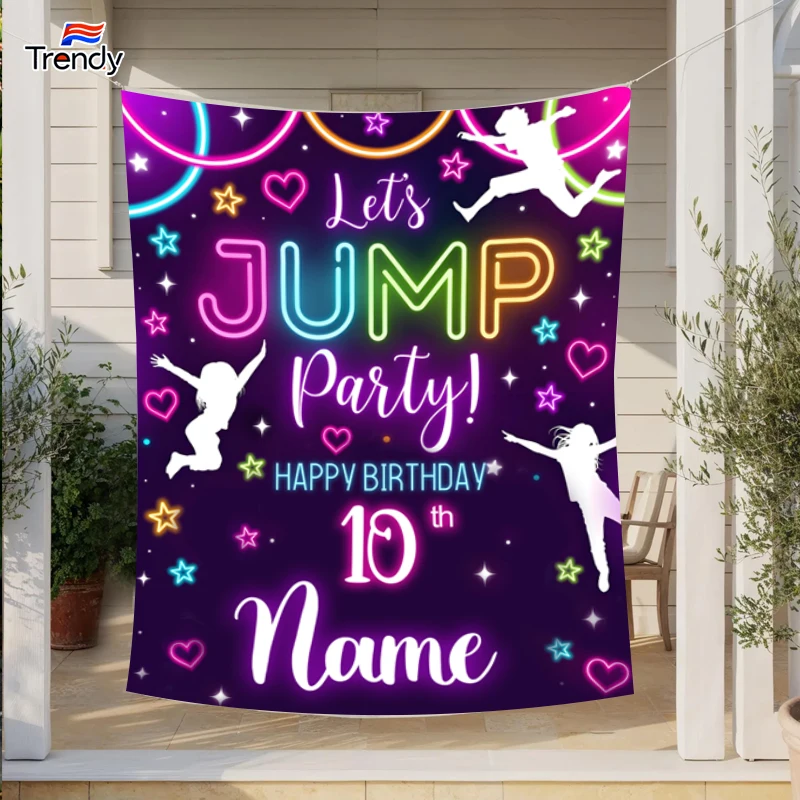 JUMP Birthday PARTY Background Girls Custom Sweet First Birthday Backdrop Banner Banners Personalized Name Decor Kids 10th 5th